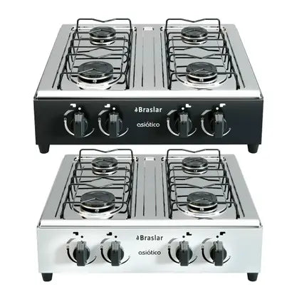 Fogão Cooktop De Mesa Portátil A Gás 4 Bocas Braslar Bivolt
