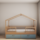 Cama Casinha Evolutiva com Gavetões Azul