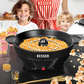 KESSER® Popcorn Machine Large 800 W Popcorn Maker 5.5 L Capacity with Non-Stick Coating Lid and Serving Bowl for Oil Butter Sugar Silent & Quick Includes Measuring and Popcorn Cup Removable Heating