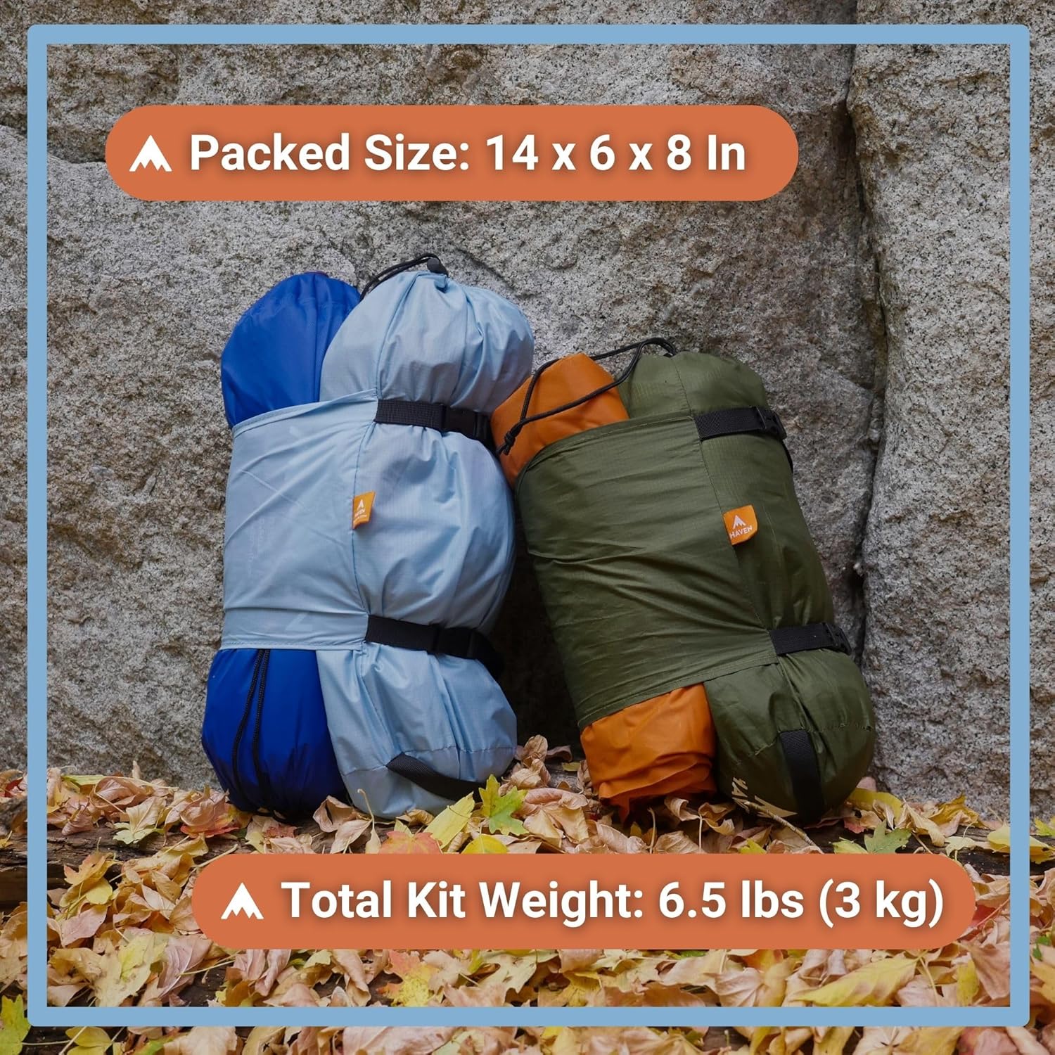 Haven Tents Barraca de rede plana - barraca impermeável e rede de acampamento com rede mosquiteira - inclui almofada isolada e mosca de chuva - barraca Haven, refúgio GG, safári