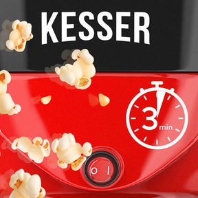 KESSER® Popcorn Machine Large 800 W Popcorn Maker 5.5 L Capacity with Non-Stick Coating Lid and Serving Bowl for Oil Butter Sugar Silent & Quick Includes Measuring and Popcorn Cup Removable Heating
