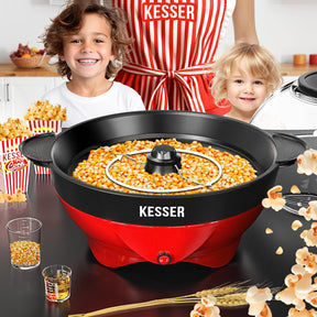KESSER® Popcorn Machine Large 800 W Popcorn Maker 5.5 L Capacity with Non-Stick Coating Lid and Serving Bowl for Oil Butter Sugar Silent & Quick Includes Measuring and Popcorn Cup Removable Heating
