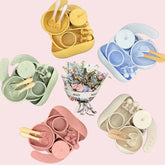 Kit 8 Talheres Infantil Com Ventosa Canudo Colher Babador Garfo