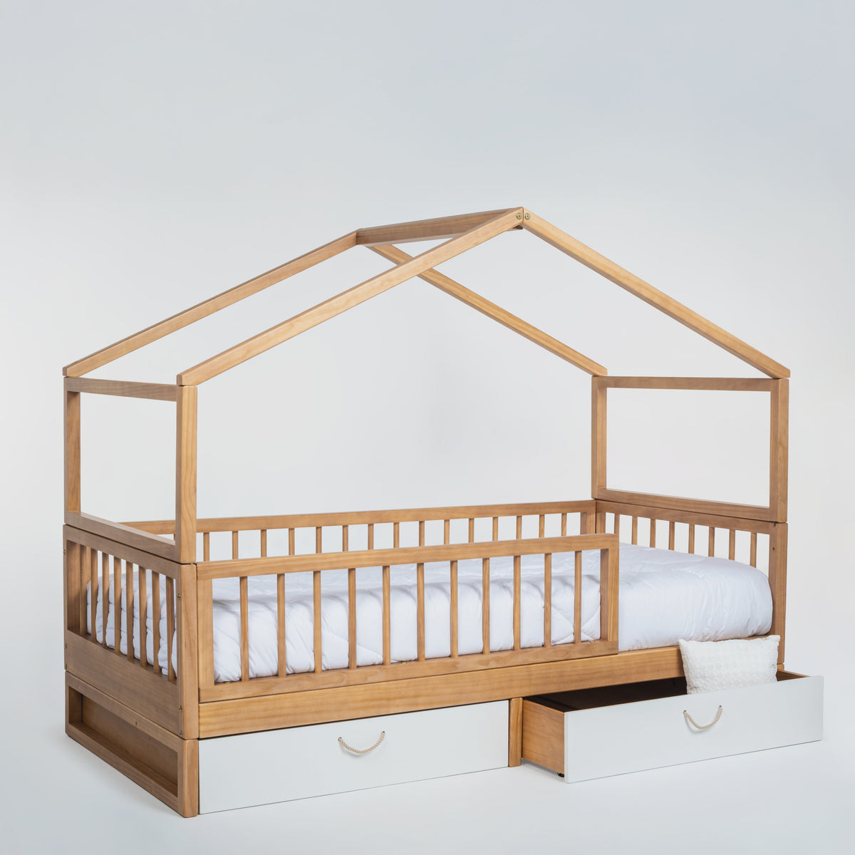 Cama Casinha Saída Lateral com Gavetões Off White