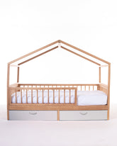 Cama Casinha Saída Lateral com Gavetões Off White