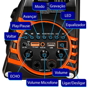 Caixa de Som Grande Portátil Bluetooth com Microfone 60W  XDG-37