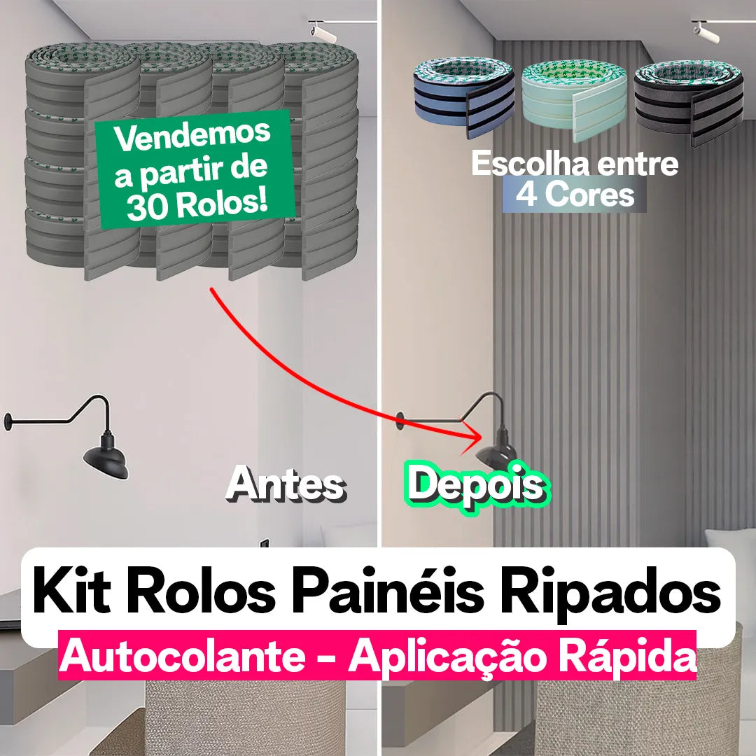 Kit Painel Ripado Autocolante 3M Laminado | LINHA PREMIUM | DIY