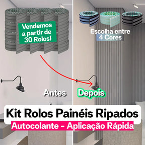 Kit Painel Ripado Autocolante 3M Laminado | LINHA PREMIUM | DIY