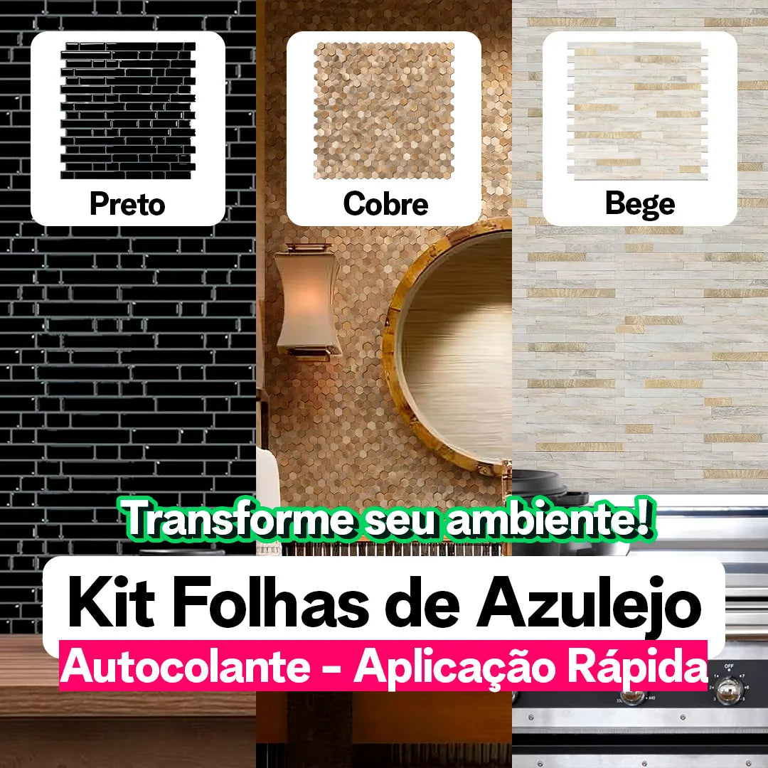 Kit Folhas de Azulejo Autocolante 30x30cm | Linha Premium | DIY