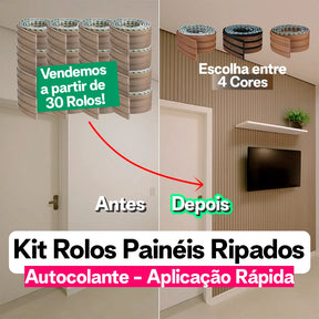 Kit Painel Ripado Autocolante 3M Laminado
