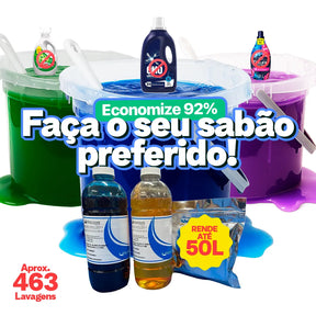 Kit Base para Sabão Tipo OMO ARIEL DOWNY | Rende 50L e 436 Lavagens | Economize por Anos!