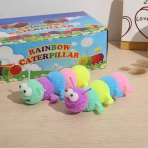 Brinquedo Infantil Centopéia Lagarta com Luz De Apertar E Esticar Colorida