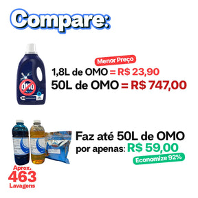 Kit Base para Sabão Tipo OMO ARIEL DOWNY | Rende 50L e 436 Lavagens | Economize por Anos!