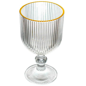 Jogo de Taças de Vidro Graffiato | Fio de Ouro Canelado | 6 Peças 380ml