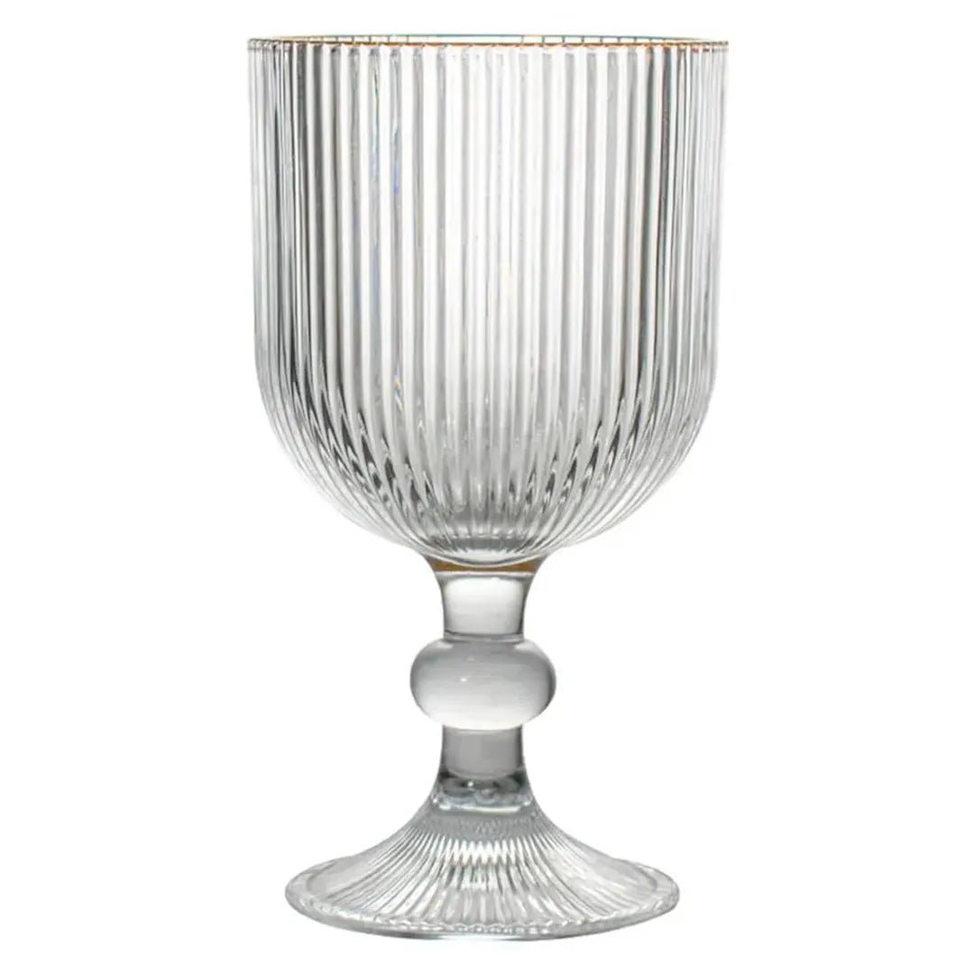 Jogo de Taças de Vidro Graffiato | Fio de Ouro Canelado | 6 Peças 380ml