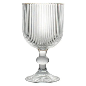 Jogo de Taças de Vidro Graffiato | Fio de Ouro Canelado | 6 Peças 380ml