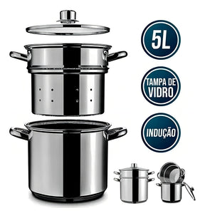Panela Espagueteira 5 Litros 20 Cm Aço Inox Macarrão Brinox