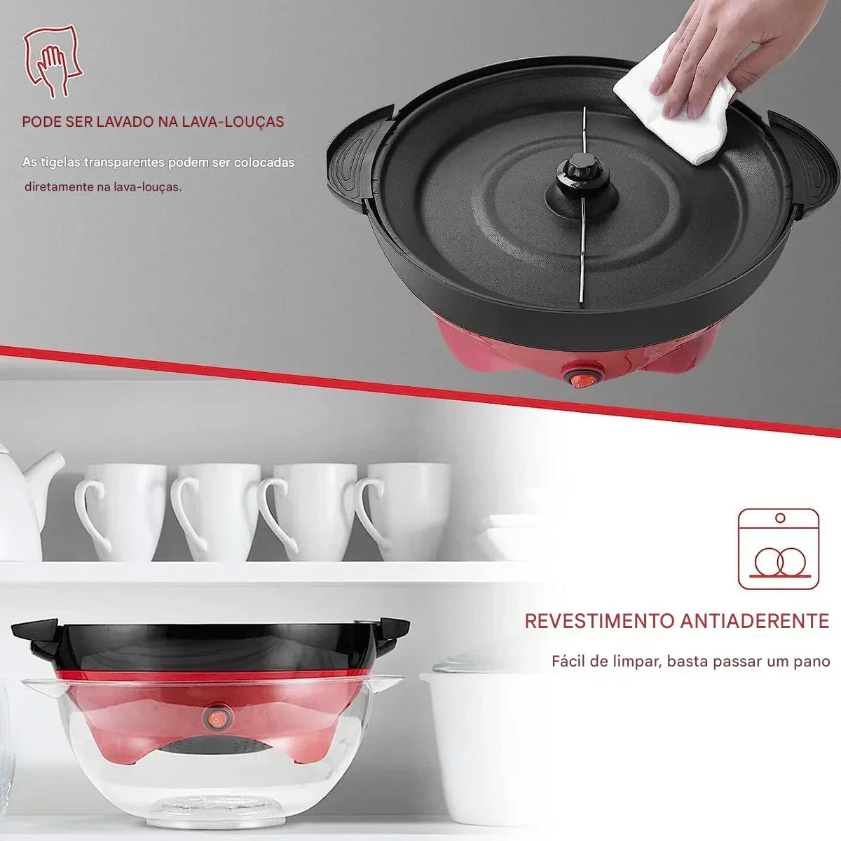 Máquina De Pipoca, Óleo Quente De Agitação Automática 2 Em 1 - Bivolt