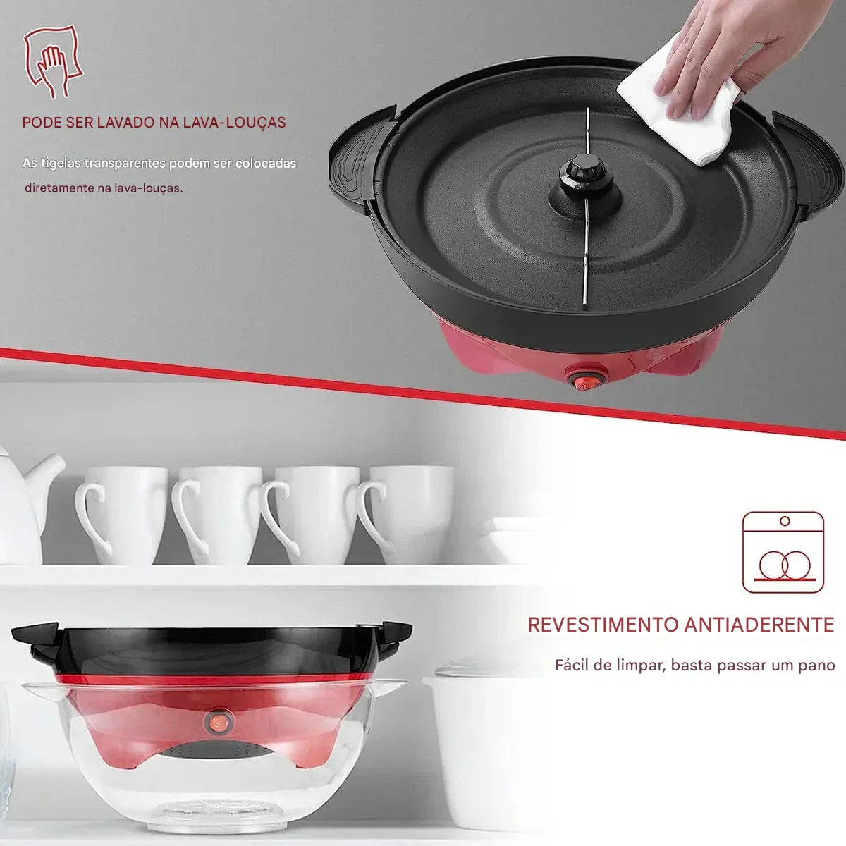 Máquina De Pipoca, Óleo Quente De Agitação Automática 2 Em 1 - Bivolt