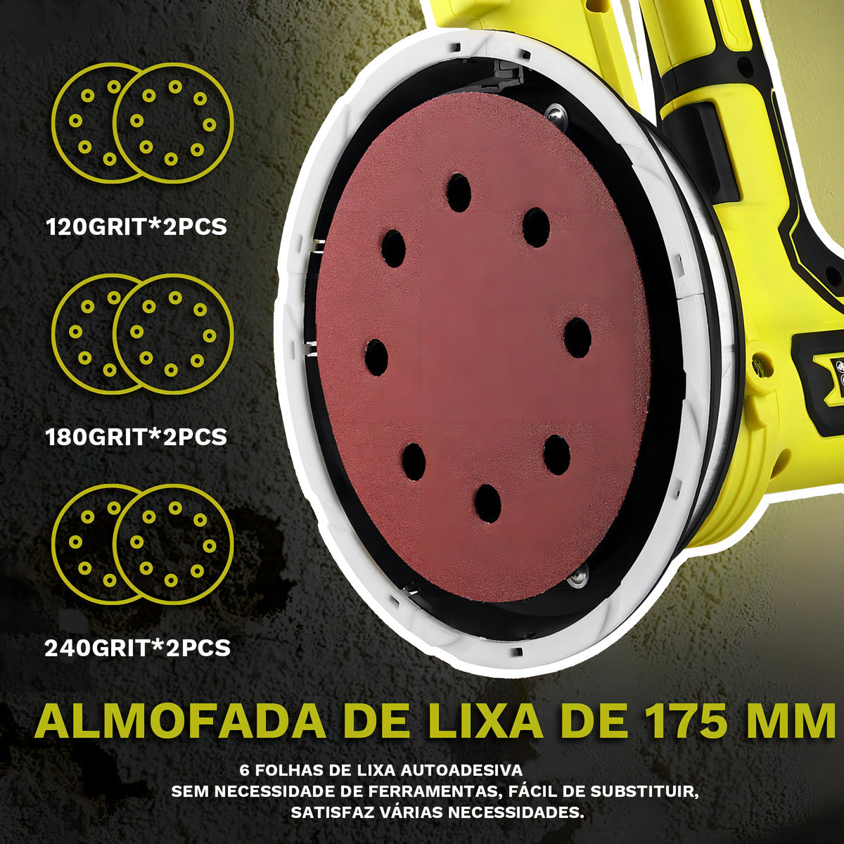 Lixadeira De Parede Elétrica Profissional Teto 900w Com Fita De Luz Led Saco Para O Pó Ajuste Da Velocidade Desoon