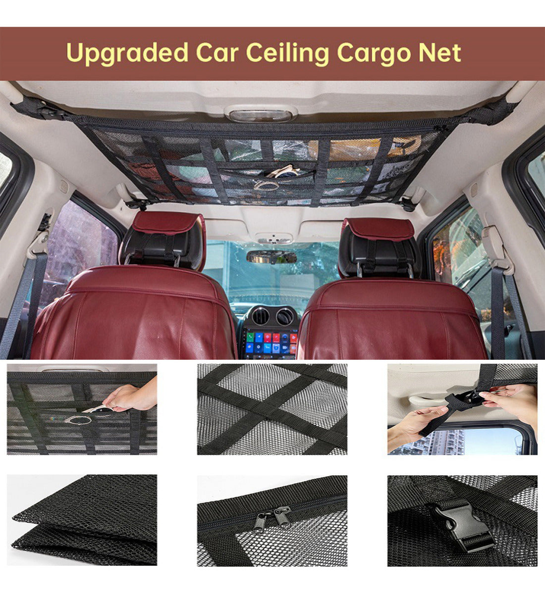 Rede de Armazenamento de Bolso para Teto de Carro