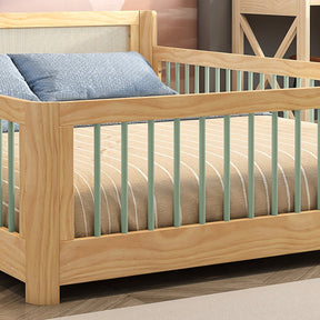 Cama Infantil Casal Montessoriano Wave Com Rattan Casatema