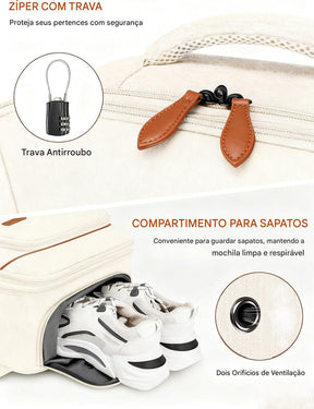 Mochila de Viagem Feminina VersaBag + 3 Necessaires GRÁTIS