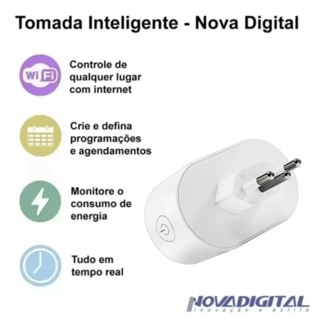 Kit 4 Tomada Inteligente Wifi Liga E Desliga 10a Alexa Home