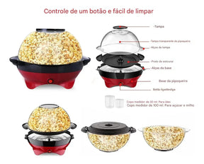 Máquina De Pipoca, Óleo Quente De Agitação Automática 2 Em 1 - Bivolt