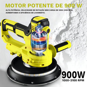 Lixadeira De Parede Elétrica Profissional Teto 900w Com Fita De Luz Led Saco Para O Pó Ajuste Da Velocidade Desoon