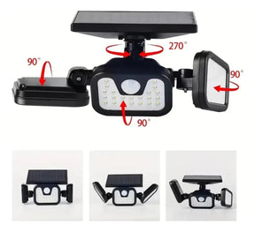 2 Lâmpadas Solares Led Área Externa Com Sensor De Presença Preto