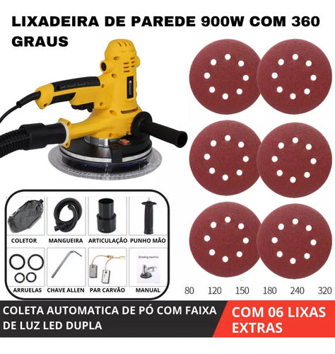 Lixadeira De Parede Knakasaki 1000w Com Led E Aspirador