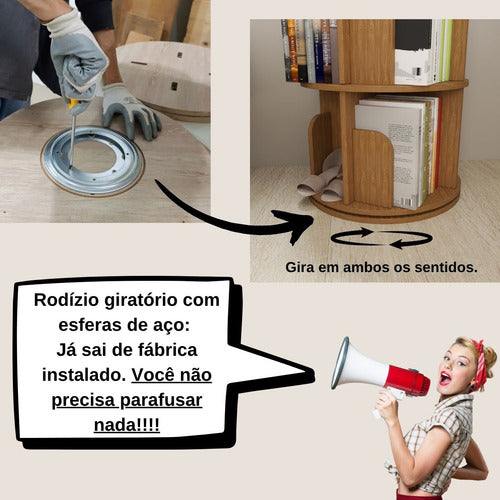 Estante Prateleira Giratória Livro Brinquedo E Infantil