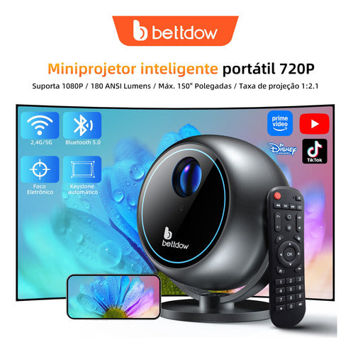 Mini Projetor Selado Portátil Bettdow 11000lúmens 1080p Fhd
