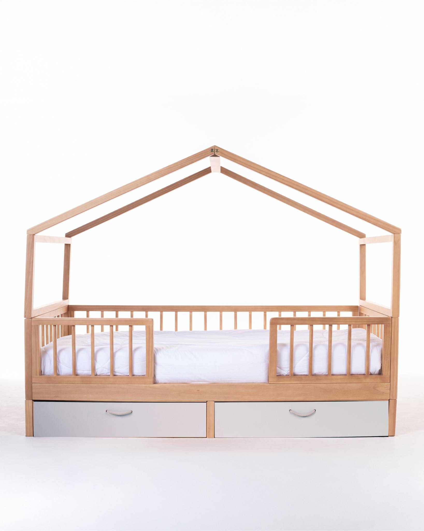 Cama Casinha Evolutiva com Gavetões Off white