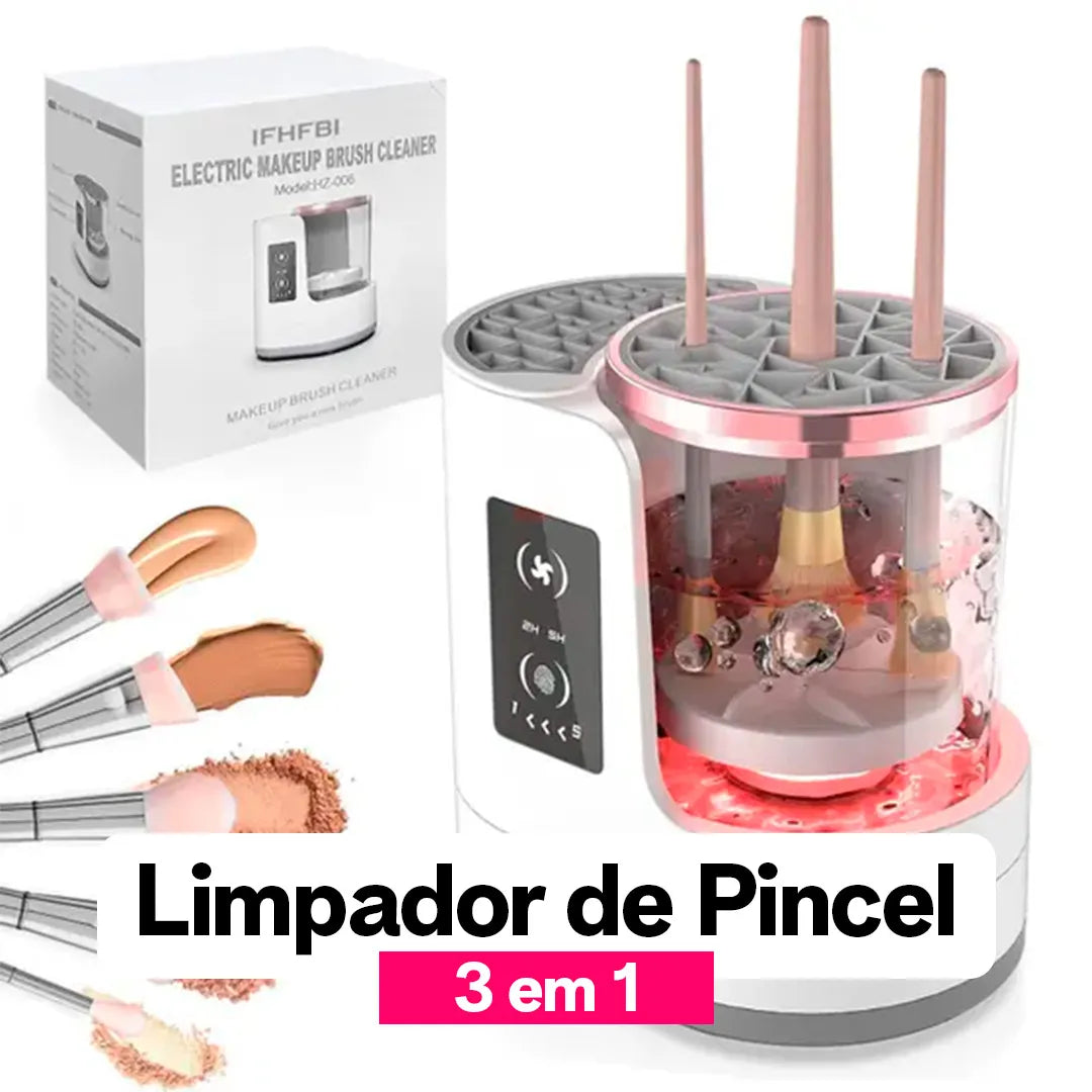 Limpador De Pincel De Maquiagem 3 Em 1 | Secador Elétrico Automático De Pincéis