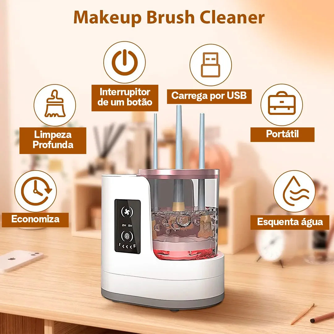 Limpador De Pincel De Maquiagem 3 Em 1 | Secador Elétrico Automático De Pincéis