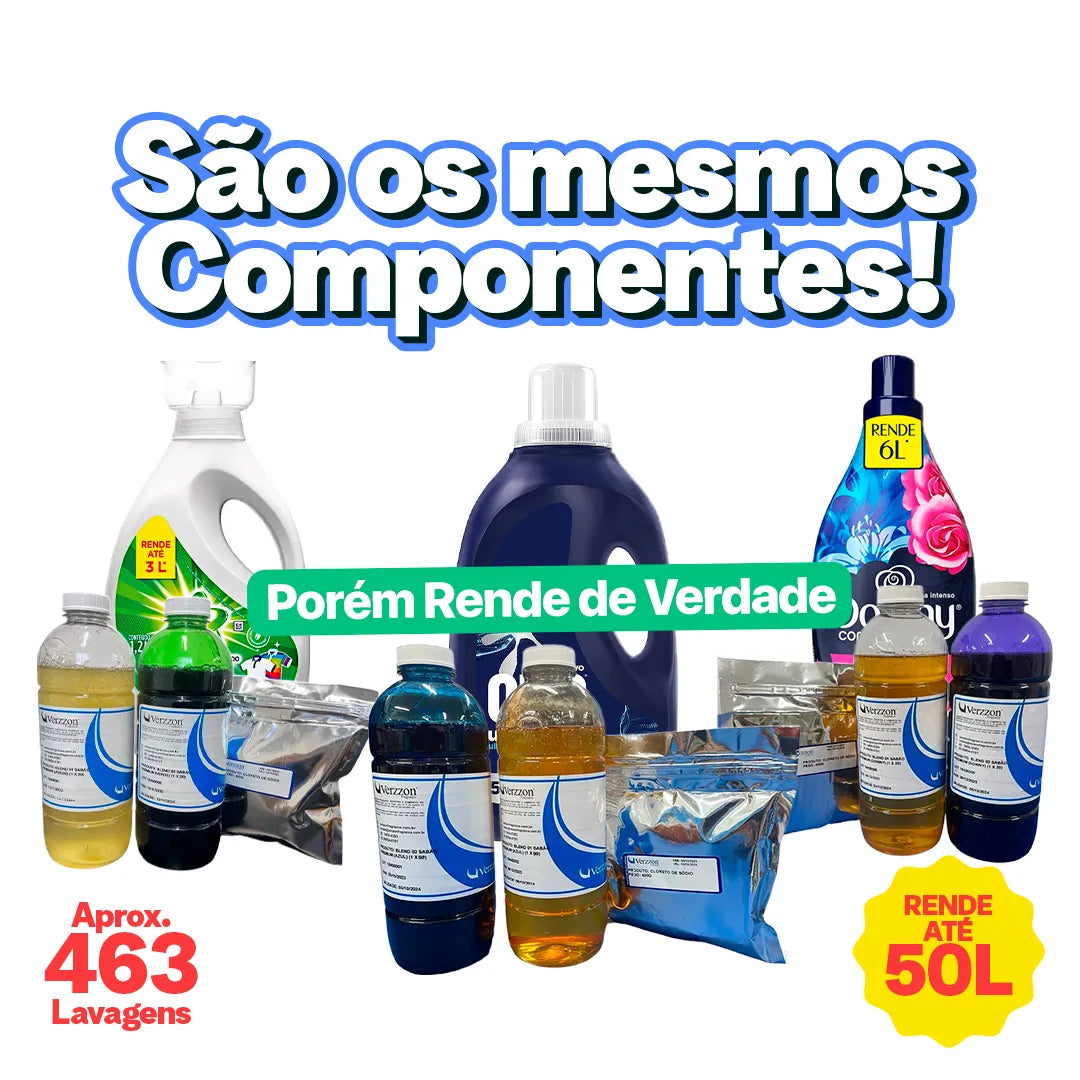Kit Base para Sabão Tipo OMO ARIEL DOWNY | Rende 50L e 436 Lavagens | Economize por Anos!