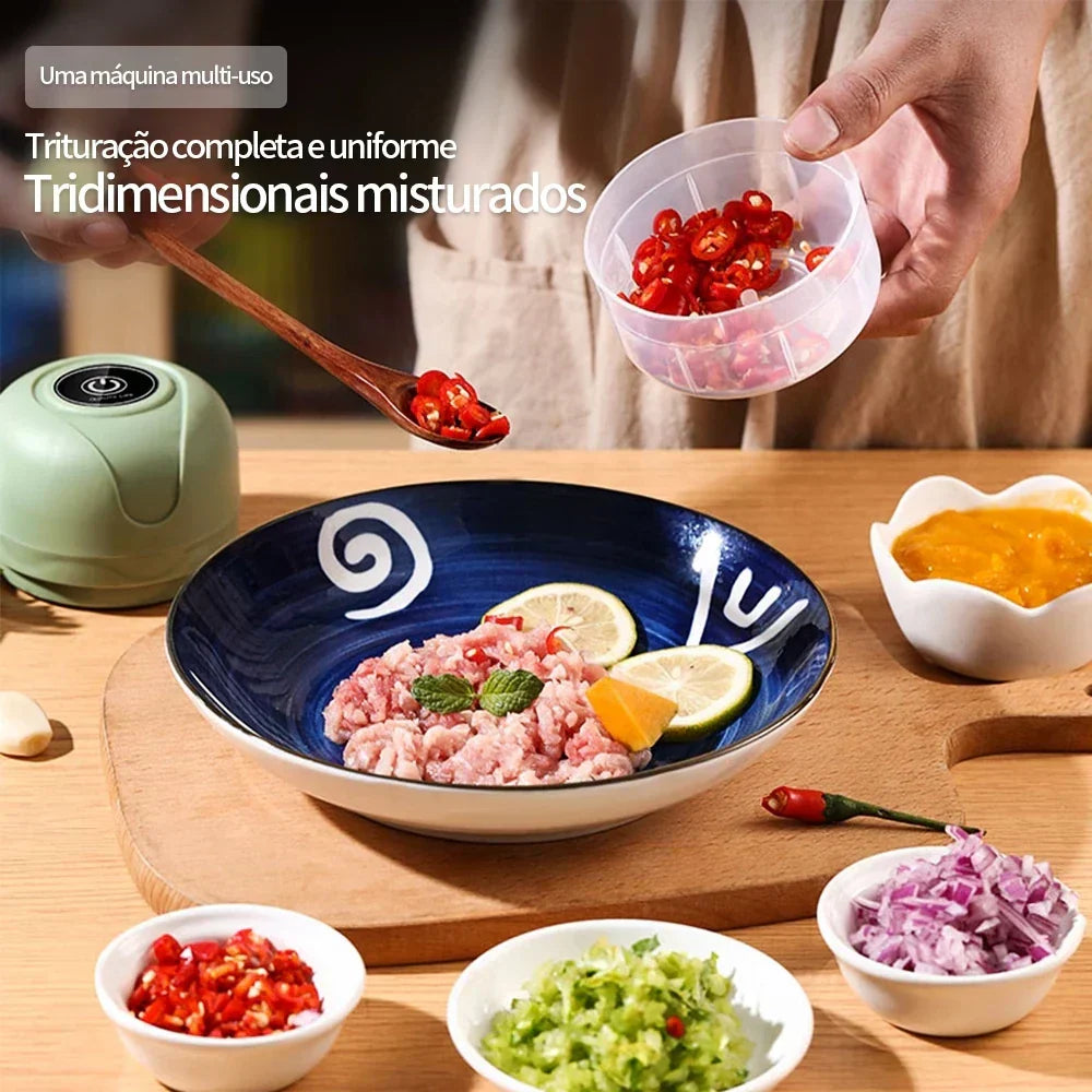 Mini Processador Elétrico de Alimentos Portátil