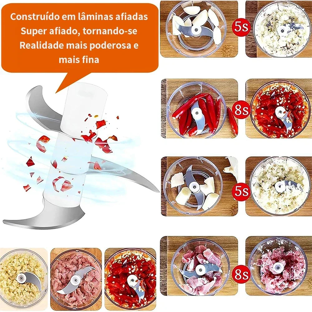 Mini Processador Elétrico de Alimentos Portátil