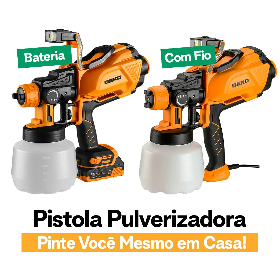 Pulverizador de Tinta DEKO 220V Versão Bateria ou Com Fio | Kit com até 17 Itens | DIY