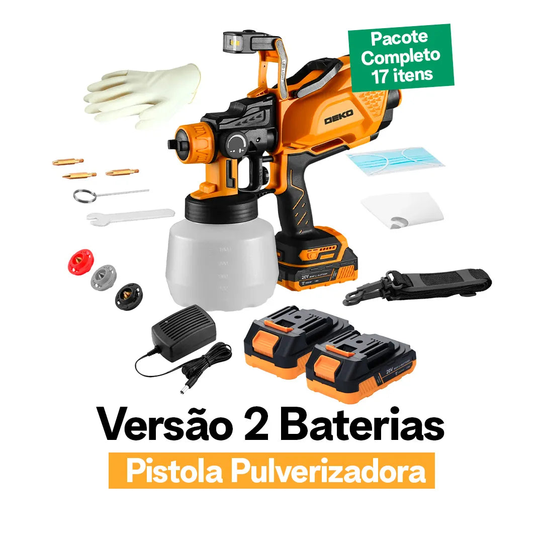 Pulverizador de Tinta DEKO 220V Versão Bateria ou Com Fio | Kit com até 17 Itens | DIY