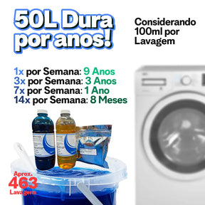 Kit Base para Sabão Tipo OMO ARIEL DOWNY | Rende 50L e 436 Lavagens | Economize por Anos!