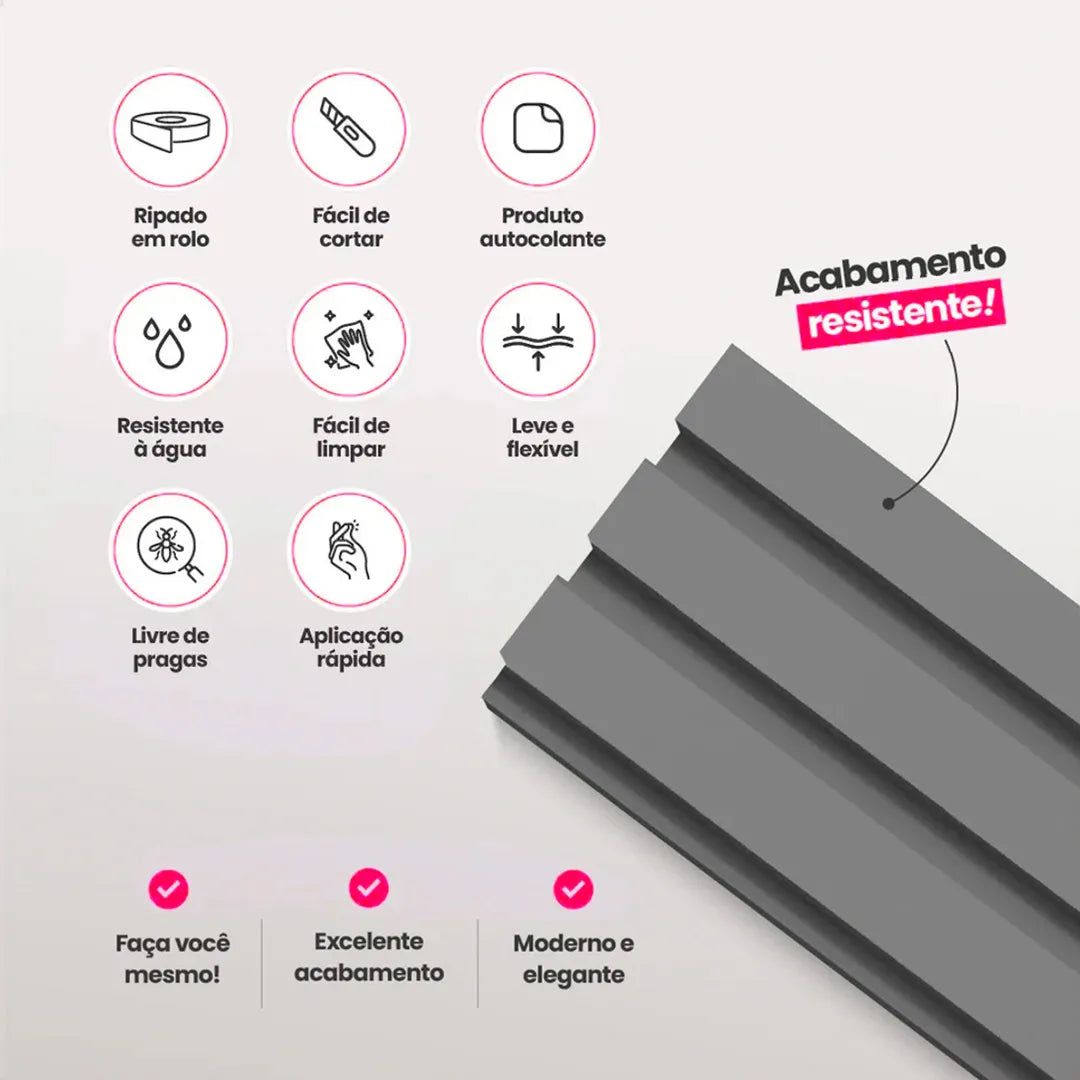 Kit Painel Ripado Autocolante 3M Laminado | LINHA PREMIUM | DIY