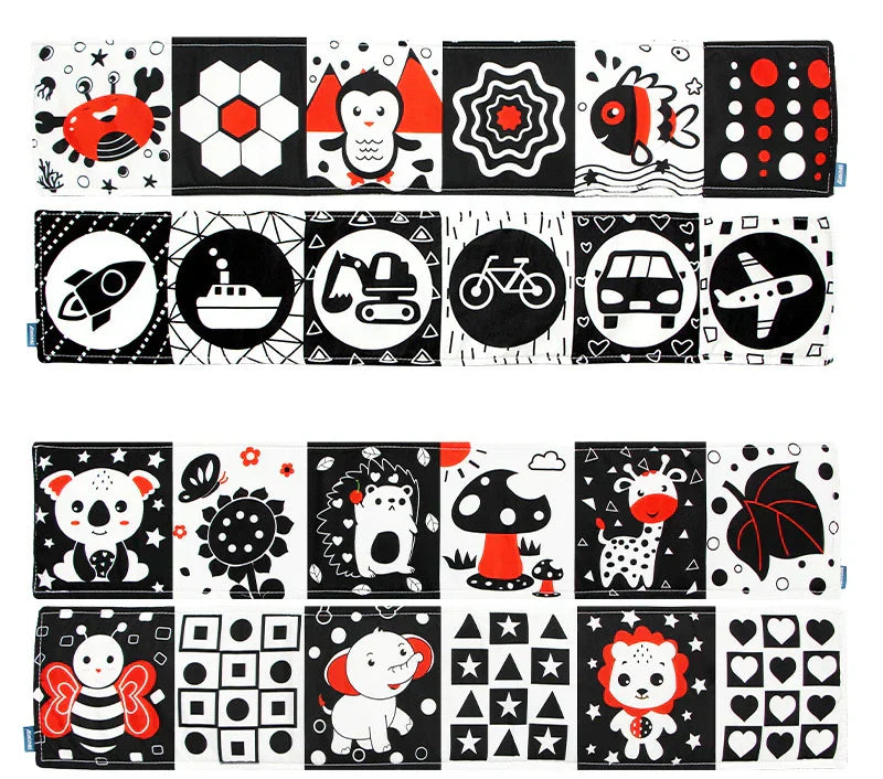 Livro De Pano Preto E Branco De Alto Contraste Para Bebês