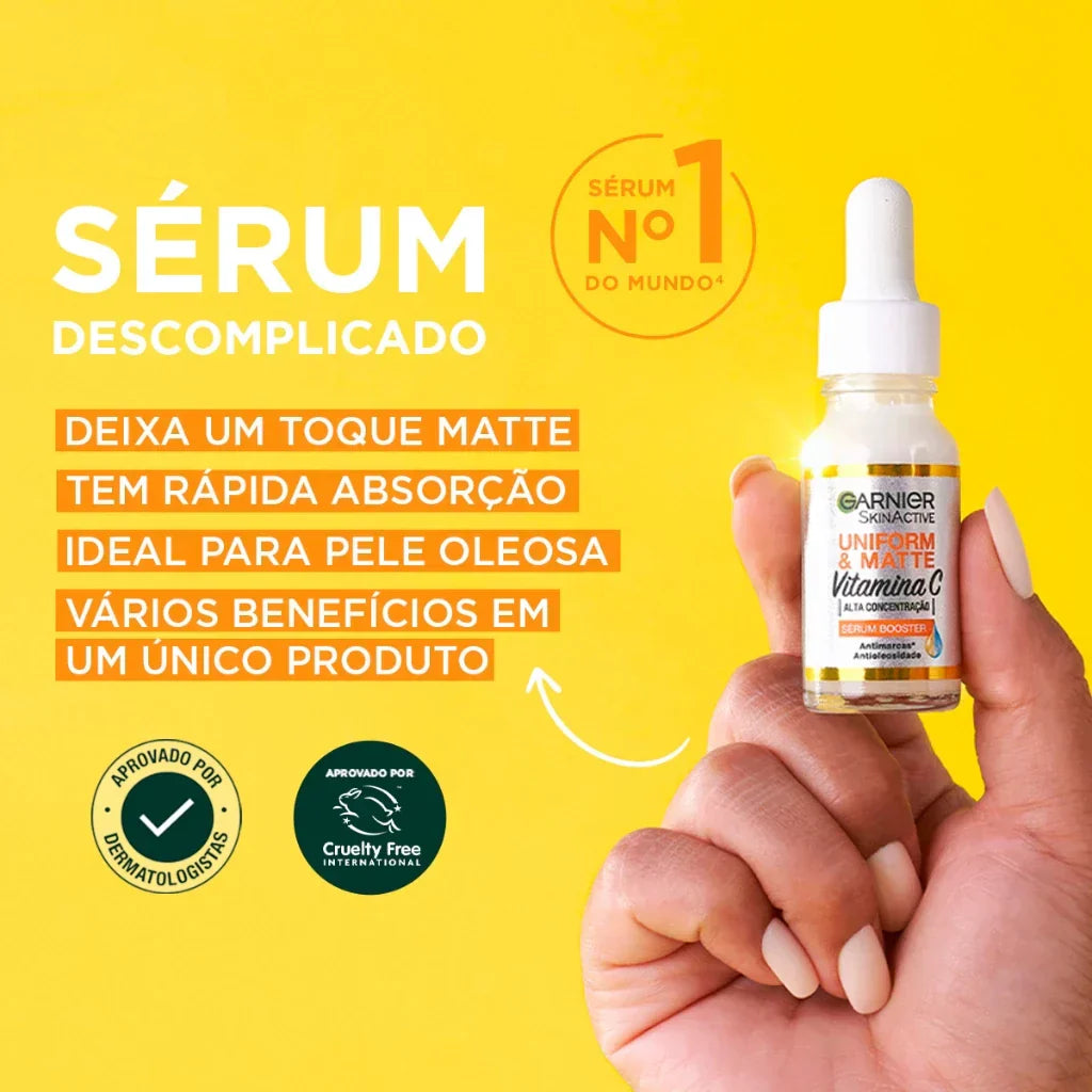 Sérum Facial Antimarcas Garnier Uniform & Matte Vitamina C, 15ml