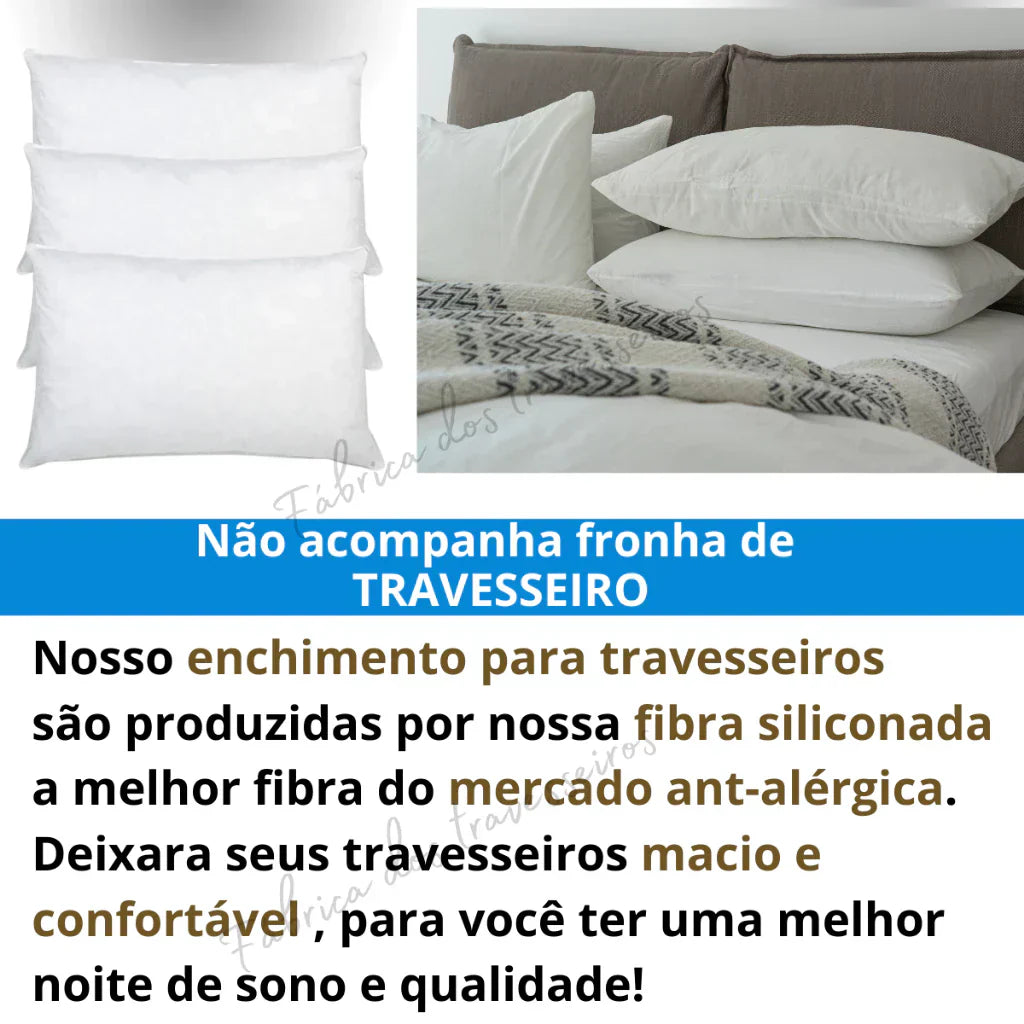 Kit 6 Travesseiro Alto Firme Antialergico 50x70cm extra macio tecido TNT