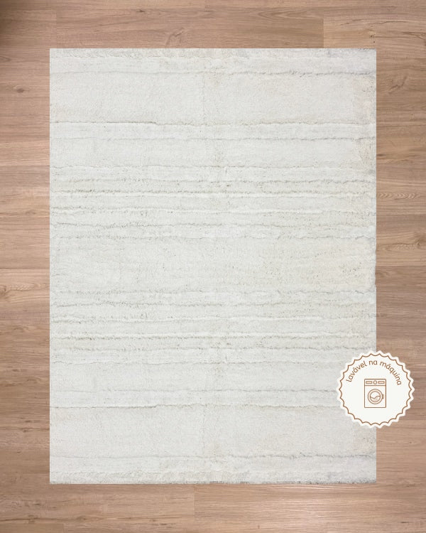 Tapete Lavável de Algodão Listras Cru