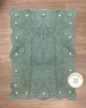 Tapete Lavável de Algodão Doce Ondas Verde