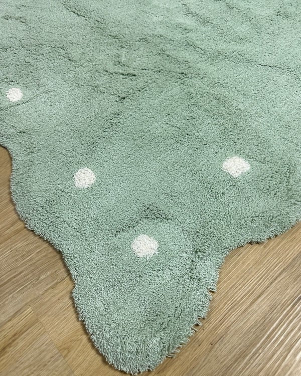 Tapete Lavável de Algodão Doce Ondas Verde